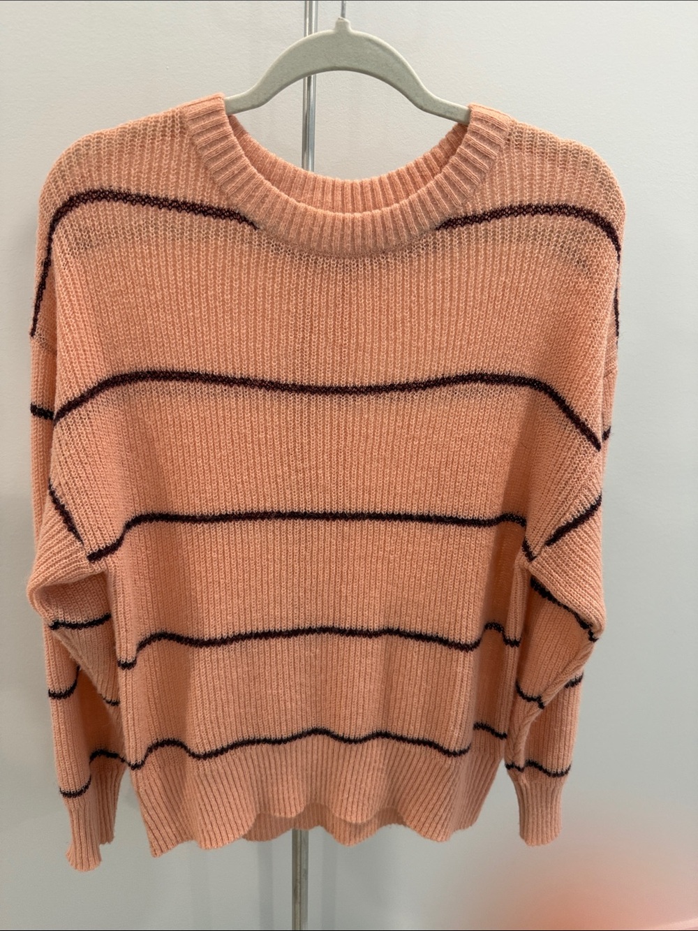 Gentle Fawn Women's Peach Striped Crewneck Sweater